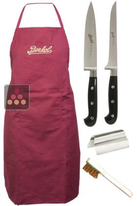 Berkel slicer Essential Kit : ham clipper, sharpener stones brush, 2 knifes and red apron