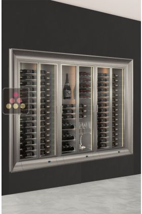 Built-in combination of 3 modular multipurpose wine cabinets on iron stand - Remote compressor R134a