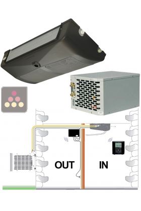 Air conditioner for natural wine cellar up to 82m3 - ceiling unit cooler - Ducted condensing unit