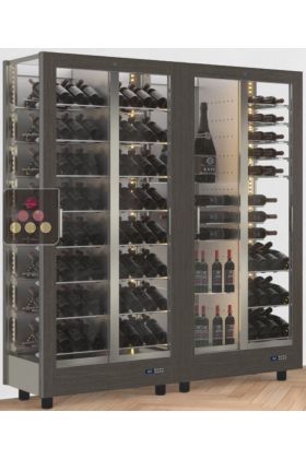 Combination of 2 professional multi-purpose wine display cabinet - 3 glazed sides - Magnetic and interchangeable cover