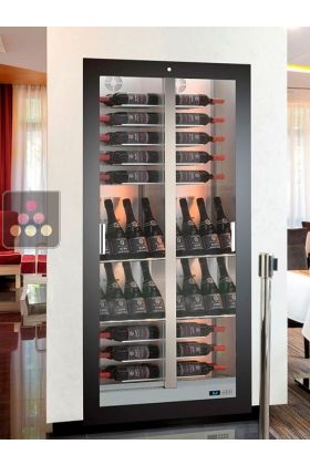 Built-in multi-temperature wine display cabinet for storage or service - 36cm deep - Mixed shelves