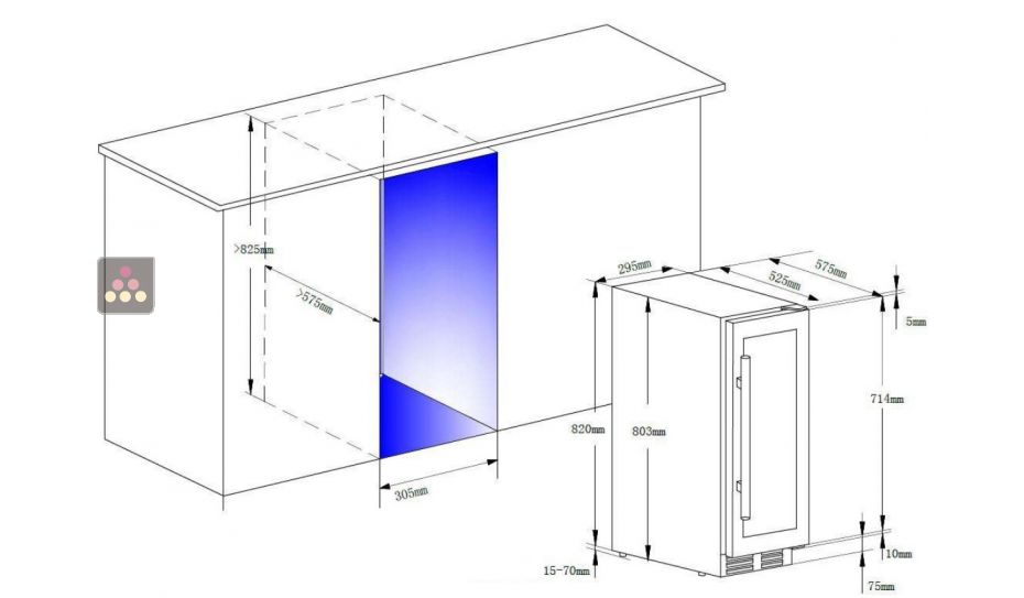 Single temperature built in wine cabinet for service