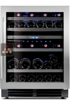 Dual temperature wine cabinet for storage and/or service