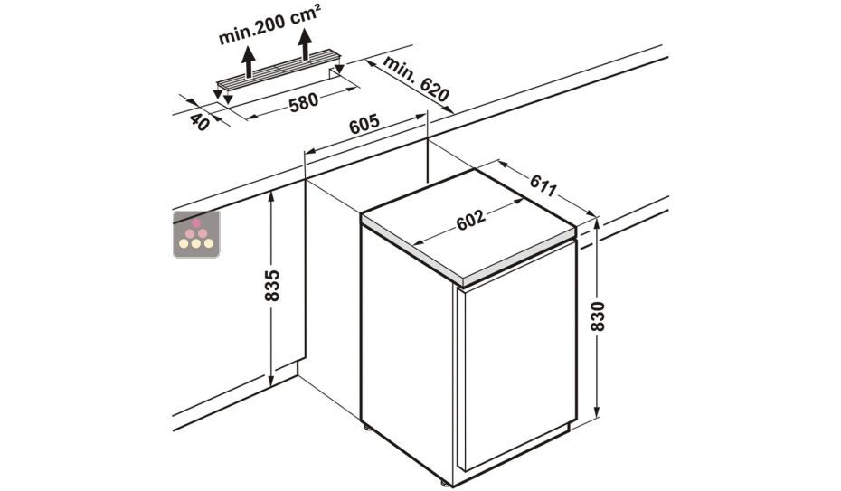 Undercounter commercial freezer - Stainless steel housing - 133L