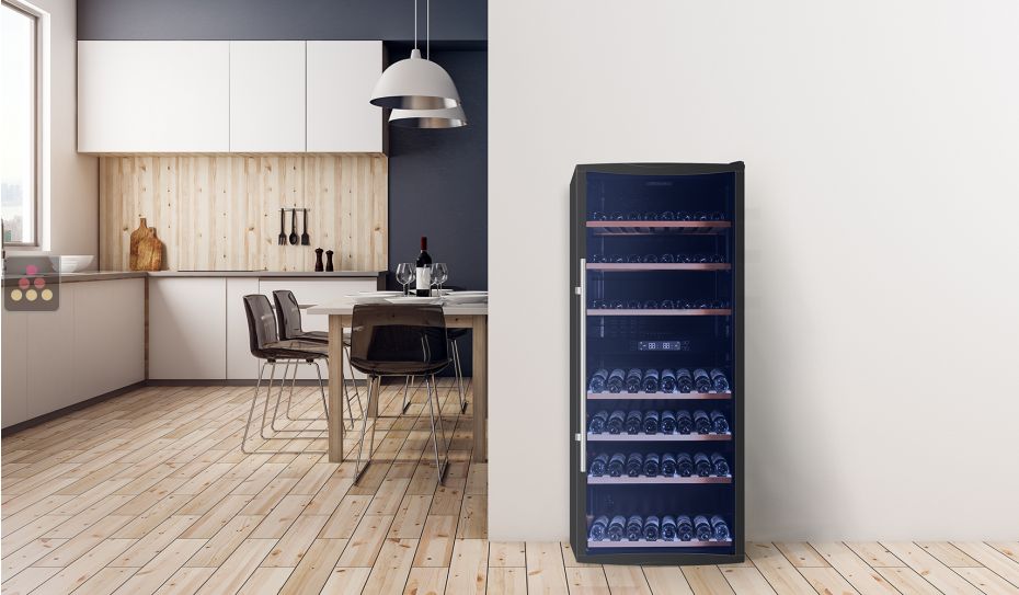 Dual temperature wine service cabinet