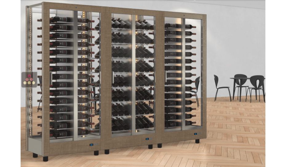 Combination of 3 professional multi-purpose wine display cabinet - 4 glazed sides - Magnetic and interchangeable cover