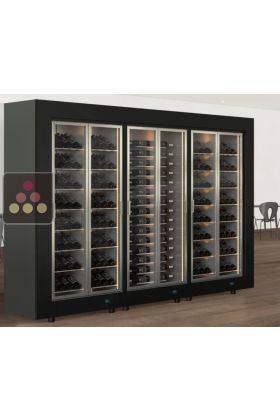 Modular combination of 3 wine cabinets, front/rear access