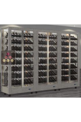 Combination of 3 professional multi-purpose wine display cabinet - 4 glazed sides - Magnetic and interchangeable cover