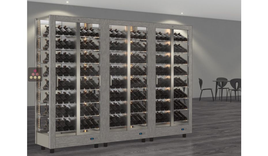 Combination of 3 professional multi-purpose wine display cabinet - 4 glazed sides - Magnetic and interchangeable cover