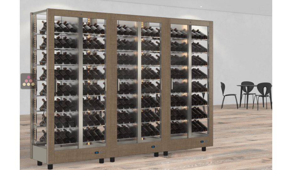 Combination of 3 professional multi-purpose wine display cabinet - 4 glazed sides - Magnetic and interchangeable cover