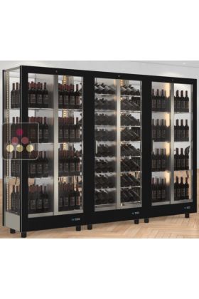 Combination of 3 professional multi-purpose wine display cabinet - 4 glazed sides - Magnetic and interchangeable cover