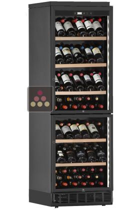 Dual temperature built-in wine cabinet for storage and/or service - Inclined bottles