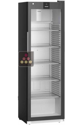 Black forced-air commercial refrigerator - Glass door with side LED light - 286L