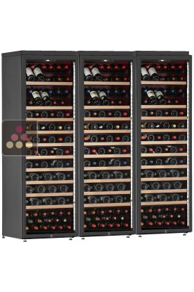 Combination of 3 Single temperature wine service or storage cabinets - Mixte shelves