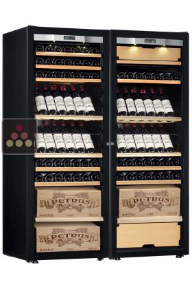 Combination of a single temperature wine cabinet and a 3 temperatures multipurpose wine cabinet - Full Glass door