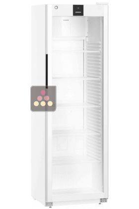 White forced-air commercial refrigerator - Glass door with side LED light - 286L