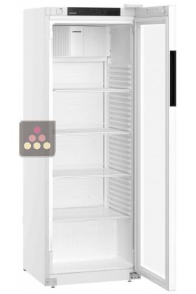 White forced-air commercial refrigerator - Glass door with side LED light - 250L
