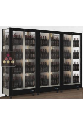 Combination of 3 professional multi-purpose wine display cabinet - 3 glazed sides - Magnetic and interchangeable cover - Standing bottles