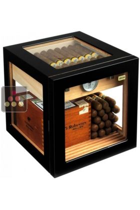 Matt black compact glass cube humidor 