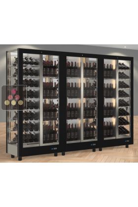 Combination of 3 professional multi-purpose wine display cabinet - 4 glazed sides - Magnetic and interchangeable cover