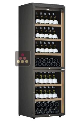 Dual temperature wine cabinet for service or storage - Inclined bottle display