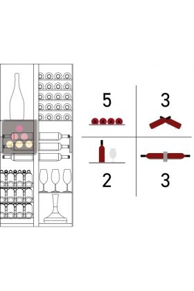 Standard interior set-up for 53cm deep display cabinet with sliding doors