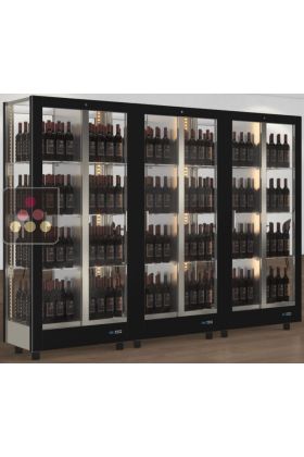 Combination of 3 professional multi-purpose wine display cabinet - 4 glazed sides - Magnetic and interchangeable cover