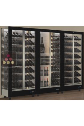 Combination of 3 professional multi-purpose wine display cabinet - 3 glazed sides - Magnetic and interchangeable cover