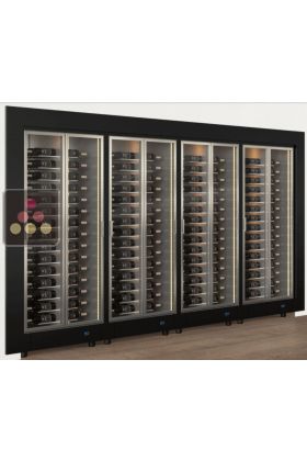 Built-in crossing combination of 4 multipurpose wine cabinets for service or storage