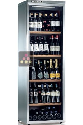 Freestanding dual temperature wine cabinet storage/service - Stainless steel cladding - Vertical bottle display