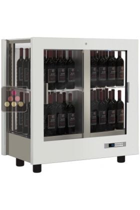 Professional multi-temperature wine display cabinet - 3 glazed sides - Vertical bottles - Wooden cladding