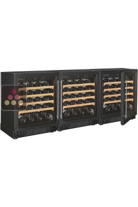 Combination of 3 single temperature wine ageing cabinet - Sliding shelves