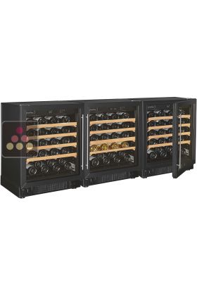 Combination of two  single temperature wine ageing cabinet and a multi temperature wine service cabinet - Sliding shelves