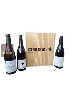 3-bottle Wooden box Introduction to Terroirs : Bourgogne Hautes Cotes de Beaune, Aloxe Corton, Crozes-Hermitage