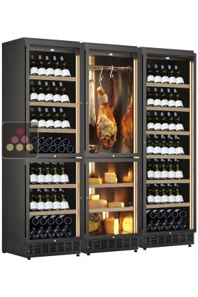 Built-in combination of 3 wine service or storage cabinets - 3-temperature and  a combination of cheese and cured meat cabinets
