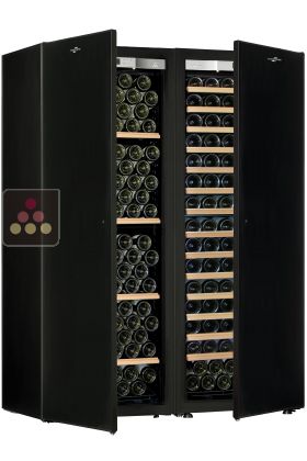 Combination of 2 single temperature wine cabinets for ageing and/or service - Storage/sliding shelves