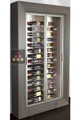 Freestanding multi-purpose wine display cabinet - P36cm - Horizontal bottles - Flat frame