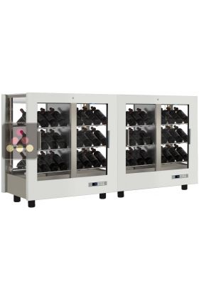 Combination of 2 professional multi-purpose wine display cabinet - 4 glazed sides - Magnetic and interchangeable cover