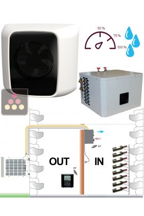 Air conditioner for wine cellar up to 48m3 with water condensing unit, heating function and humidifier - Wall evaporator