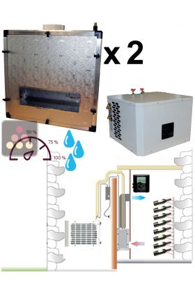 Air conditioner for wine cellar up to 2900W with water condensing unit and humidifier and heating system - Vertical ducting