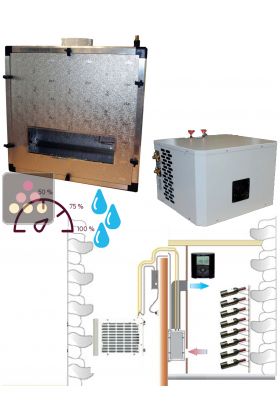 Air conditioner for wine cellar up to 1550W with water condensing unit and humidifier and heating system - Vertical ducting