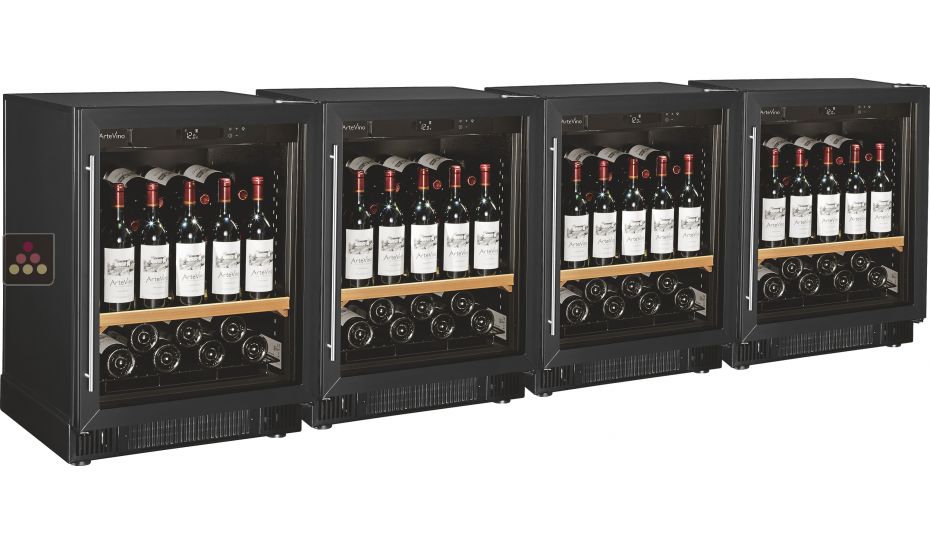 Combination of 4 single temperature wine ageing or service cabinet - Storage shelves