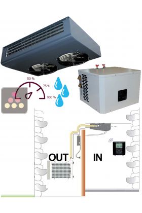 Air conditioner for wine cellar up to 48m3 with water condensing unit, heating function and humidifier - Ceiling evaporator