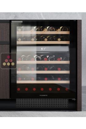 Dual temperature built-in wine cabinet for service and storage