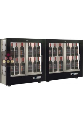 Combination of 2 professional multi-temperature wine display cabinets - 36cm deep - 3 glazed sides - Magnetic and interchangeable cover