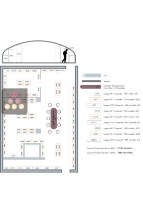 Arrangement of 15 000 bottle cellars - Specific manufacturing