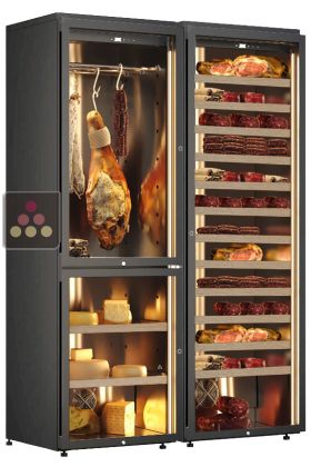 Freestanding combination of 2 cured meat and 1 cheese cabinets - Sliding shelves