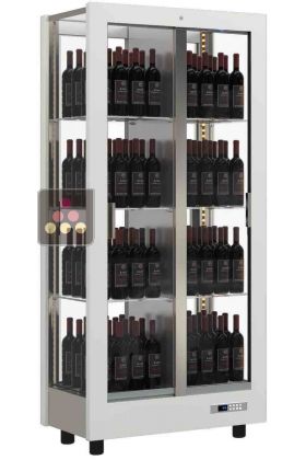 Professional multi-temperature wine display cabinet - 4 glazed sides - Vertical bottles - Wooden cladding