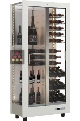 Professional multi-temperature wine display cabinet - 3 glazed sides - Mixed shelves - Wooden cladding