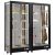 Combination of 2 professional refrigerated display cabinets for cheese and cured meat - 3 glazed sides - Magnetic and interchangeable cover